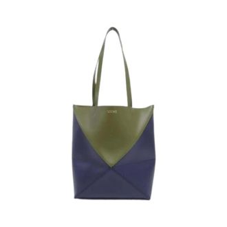 Loewe Pre-owned Tote Bags, unisex, Blue, Size: ONE SIZE Pre-owned Leather Tote Bag