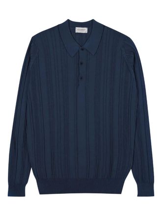John Smedley Geribbeld poloshirt - Blauw
