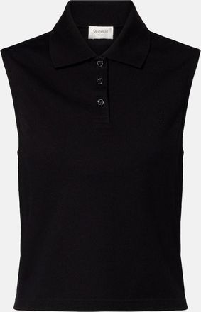 Saint Laurent Cassandre cotton piqué top