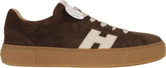 Hogan Dark Brown Suede H705 Chunky Sneakers