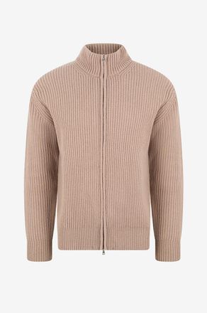 Aur&eacute;lien Rippstrickcardigan aus Wolle und Kaschmir mit Zip und Stehkragen