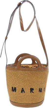 Marni Pre-owned Bucket Bags, female, Brown, Size: ONE SIZE Pre-owned Tropicalia Basket Cotton Nylon Calf Leather Bag