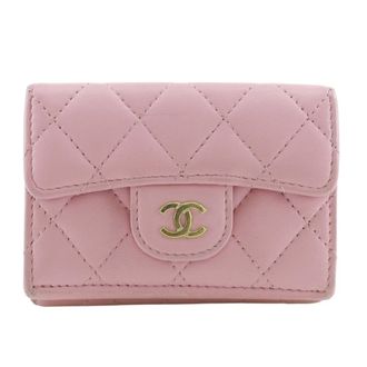 Chanel Gold Pink Leather Wallet (Tri-Fold) (Pre-Owned)