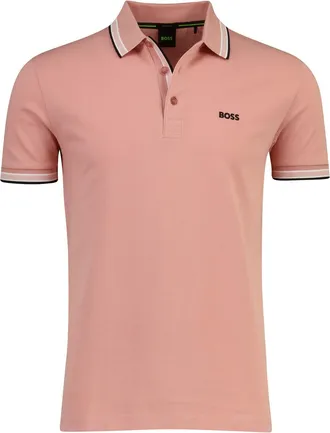 HUGO BOSS Pasteloranje poloshirt Boss Green Paddy korte mouw pique 3-knoops