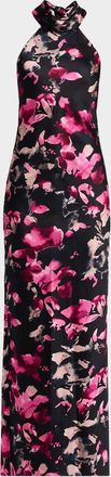 Ramy Brook Tatiana Floral-Print Halter Column Gown