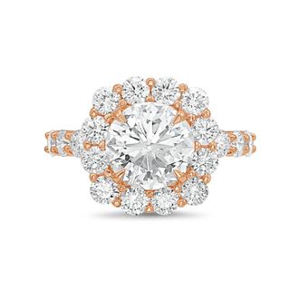 Diana M. Jewels 18kt rose gold 12.00cts Lab-Grown Round Diamond Halo Ring with Diamond Band