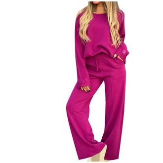 Generic plus size hoodie Womens Tracksuit Sets Thermal Round Neck Fitness Full Set Fashion Daily Wear Plain Sweatsuits Casual Baggy Plus Size Ladies Sweatshir