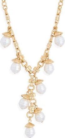 Nordstrom Rack Faux Pearl Charm Y-Necklace in White- Gold at Nordstrom Rack