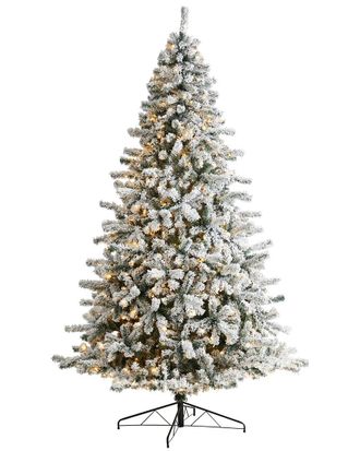 Nearly Natural 9Ft Flocked Rock Springs Spruce Christmas Tree