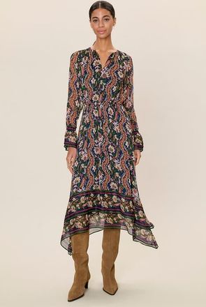 Rebecca Taylor Isha Long Sleeve Dress in Navy Combo at Nordstrom, Size X-Small