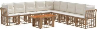 vidaXL Conjunto De Sof&aacute;s De Jard&iacute;n 10 Uds. Natural Y Crema Vidaxl