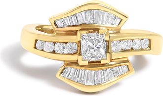 House of Brilliance 14K Yellow Gold 1.0 Cttw Princess Diamond Geometric Cocktail Ring