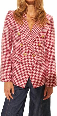 John & Jenn Cherry Houndstooth Blazer In Red And White