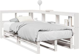 vidaXL Cama Con Estanter&iacute;a Sin Colch&oacute;n Madera Maciza Blanca 75x190 Cm Vidaxl