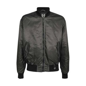 44 Label Group Bomber Jackets, male, Gray, S, Ribbed Nylon Jacket with Maxi Print