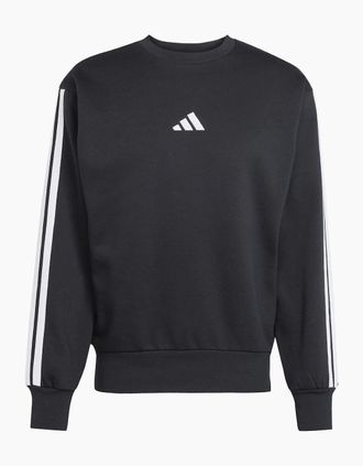adidas Mens Mens Essentials 3 Stripes Fleece Sweatshirt - Black/Multi - Size: 34