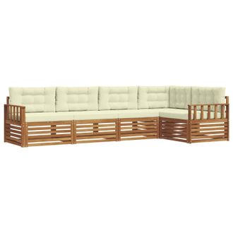 vidaXL Conjunto De Sof&aacute;s De Exterior Con Coj&iacute;n 5 Pcs Natural Y Crema Vidaxl