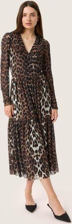 Soaked In Luxury SLValdora Long Sleeves Wrap Dress in Leopard Pattern at Nordstrom, Size X-Small
