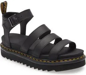 Dr. Martens Blaire Sandal in Black Hydro Leather at Nordstrom Rack, Size 5Us/ 3Uk