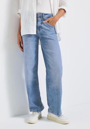 Street One Weite Jeans STREET ONE, Damen, Gr. 26, L&auml;nge 28, blau (light blau washed), Denim/Jeans, Obermaterial: 98% Baumwolle, 2% Elasthan, unifarben, weit kn&ouml;c