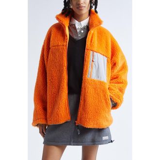 Sandy Liang Rain Fleece Jacket in Orange at Nordstrom, Size X-Small