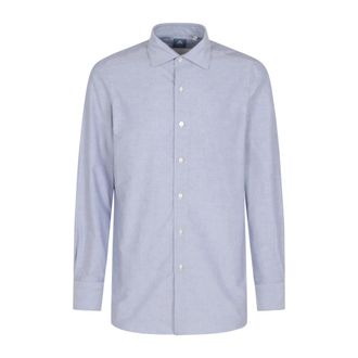 Finamore Gt-Lips-Z Shirt - Heren - Casual Overhemden - Blauw - XL - Leer - Overhemden