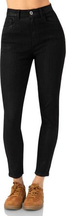 Ivonne Skinny Jeans with Button and Patch Pockets in Black at Nordstrom, Size 14