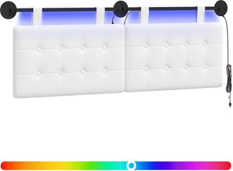 vidaXL Cabecero Colgante Con Luz Led Blanco Tela Vidaxl