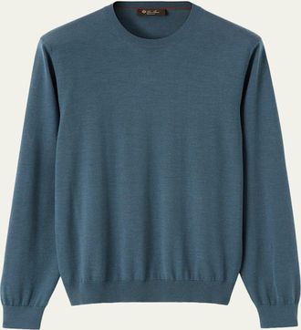 Loro Piana Mens Sottile Wool, Silk and Cashmere Crewneck Sweater
