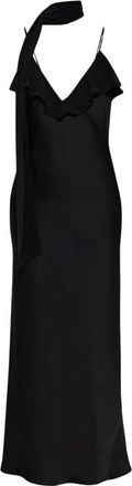 Rotate Satijnen jurk met sjaal - Dames - Casual kleedjes - Zwart - XS - Satijn - Kleedjes