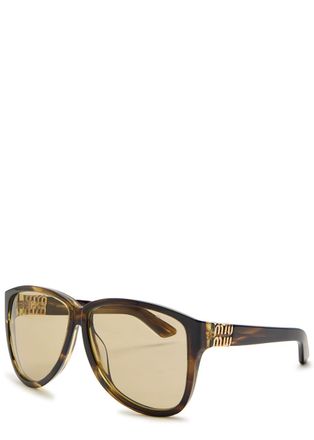 Miu Miu Butterfly-frame Sunglasses - Brown Brown - One Size