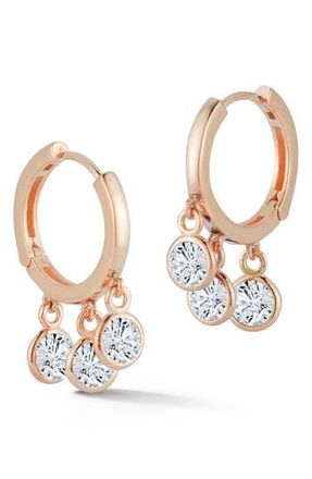 Sphera Milano 14K Gold Vermeil CZ Huggie Hoop Earrings in Rose Gold at Nordstrom Rack