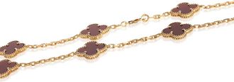 Van Cleef & Arpels Pre-Owned Van Cleef & Arpels Yellow Gold Carnelian Vintage Alhambra Necklace