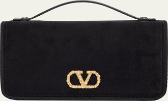 Valentino Garavani VLOGO Signature Suede Wallet with Chain Strap