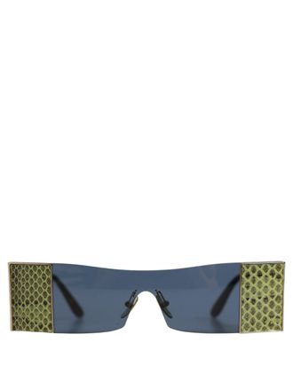 Dolce & Gabbana Womens Gold Metal Dg2263 Rectangle Snakeskin Frame Sunglasses Green