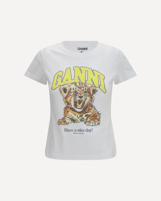 Ganni Tiger cotton T-shirt Female S
