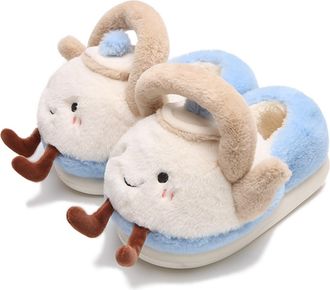 Generic Womens Teapot Fuzzy Slippers Open Back & Closed Back Cute Plush House Shoes, Non-Slip Indoor Outdoor Winter Cartoon Scuff Slippers for Y2k Aesthetic,C