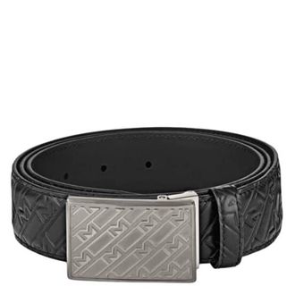Montblanc Black 35 mm Logo Embossed Leather Belt