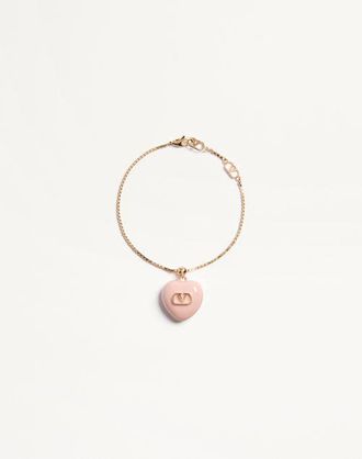 Valentino Garavani Coeur Royal Metal And Enamel Bracelet Woman GOLD/PINK M