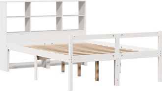 vidaXL Cama Con Estanter&iacute;a Sin Colch&oacute;n Madera Maciza Blanca 160x200 Cm Vidaxl