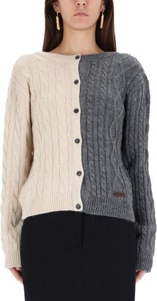 Moschino Two-Tone Cable-Knit Sweater With Reversible Design