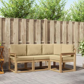 vidaXL Vidaxl Set Di Divani Da Esterno 4 Pz Bianco E Beige