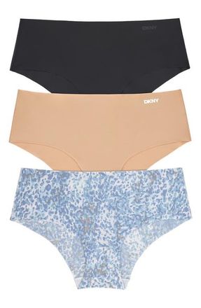 DKNY Litewear Cut Anywear 3-Pack Hipster Panties in Black/Glow/Wild Surface at Nordstrom, Size X-Large