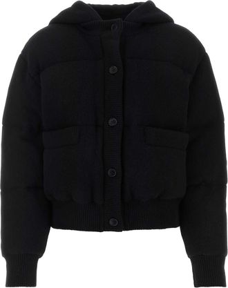 Prada Black Stretch Wool Blend Padded Jacket