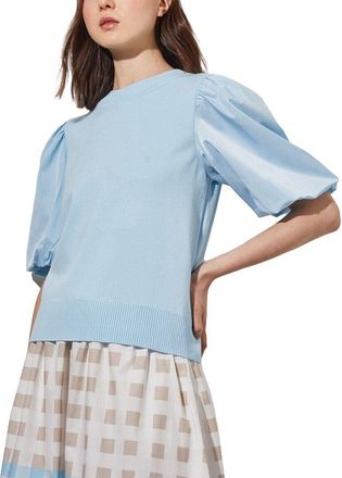 Ming Wang Ming Wang Mixed-Media Puff Sleeve Tunic