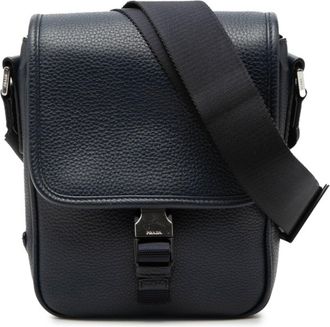 Prada Navy Leather Nylon Shoulder Bag (Pre-Owned)