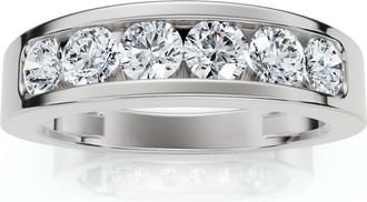 Pompeii3 1Ct Diamond Channel Set Polished Wedding Band Mens Ring 14k White Gold Lab Grown