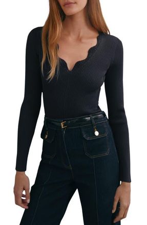 Reiss Lara V-Neck Knit Top in Navy at Nordstrom, Size X-Small