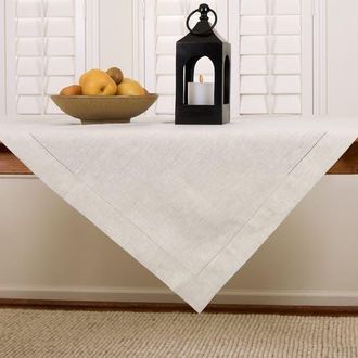 Solino Home Linen Table Throw - Classic Hemstitch, 52 x 52 Inch, 52 x 52 Inch in Light Natural at Nordstrom, Size Medium