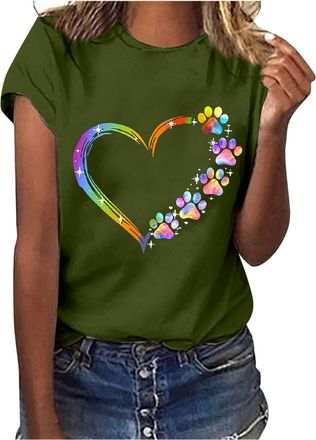 Generic T Shirts Women Tops Summer Short Sleeve Women Loose Sleeves Tops Blouse Short Printing O-Neck Casual Letter T-Shirt Womens Blouse Women Polyester Long